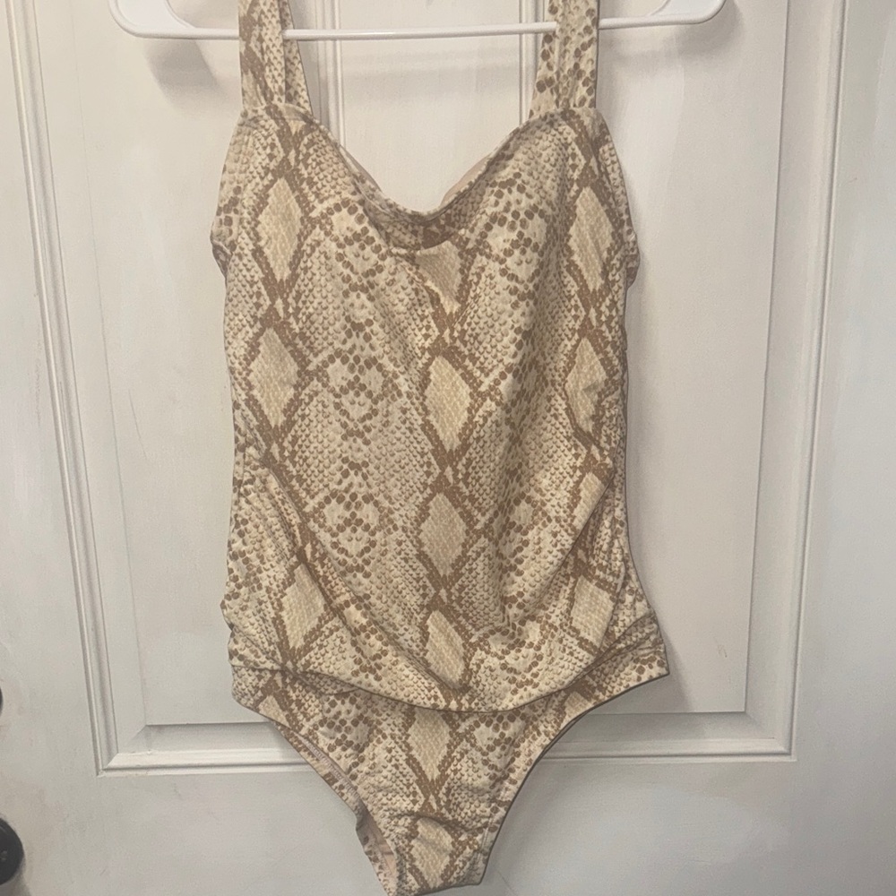 Kona Sol Snake Print One Piece Swimsuit - Brown and Cream